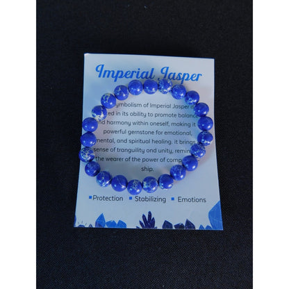 Imperial Jasper Bracelet 8mm Stretch Blue - New - Witchcore Earth