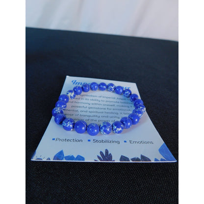 Imperial Jasper Bracelet 8mm Stretch Blue - New - Witchcore Earth