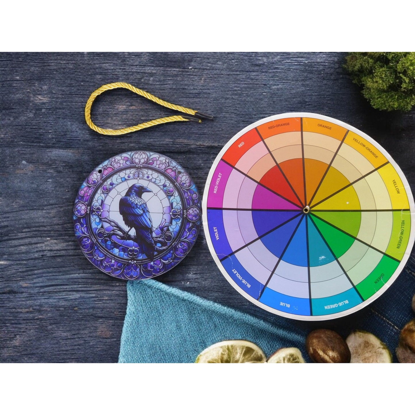 Raven Stained Glass Look Suncatcher 5.9" Acrylic Wall Hanging Décor