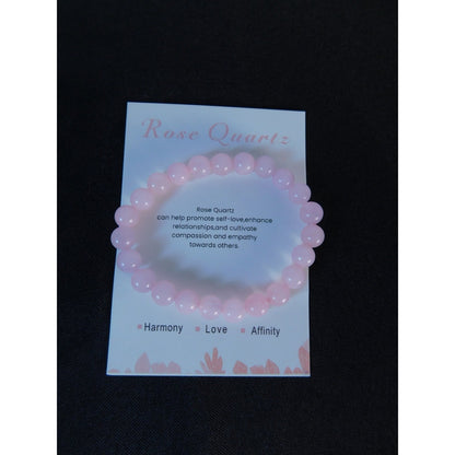 Rose Quartz Bracelet Stretch Beaded Gemstone Crystal Jewelry Harmony Love Gift