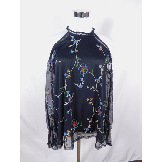 Potter's Pot Black Embroidered Mesh Halter Blouse Gothic Witch