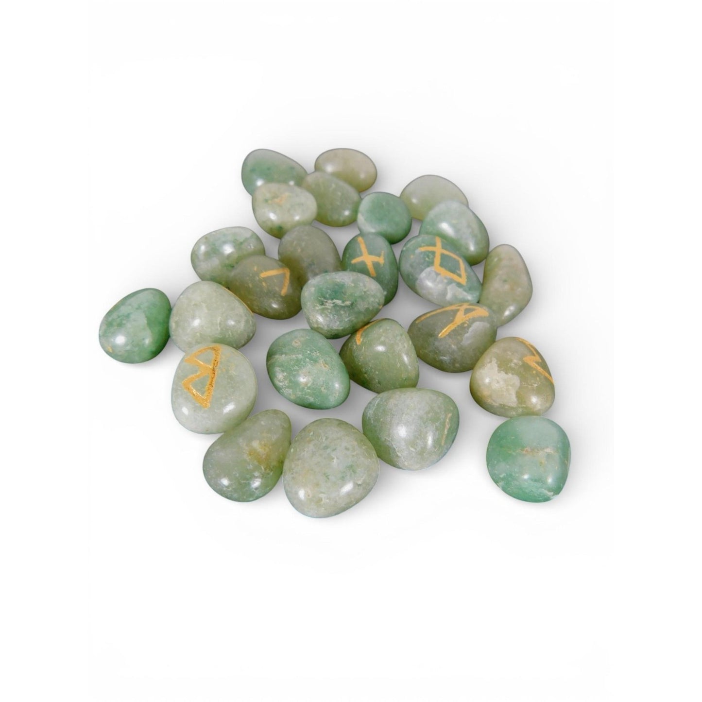 Green Aventurine Rune Set New Age Imports Stones Self Ceremony Bag Divination