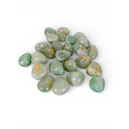 Green Aventurine Rune Set New Age Imports Stones Self Ceremony Bag Divination