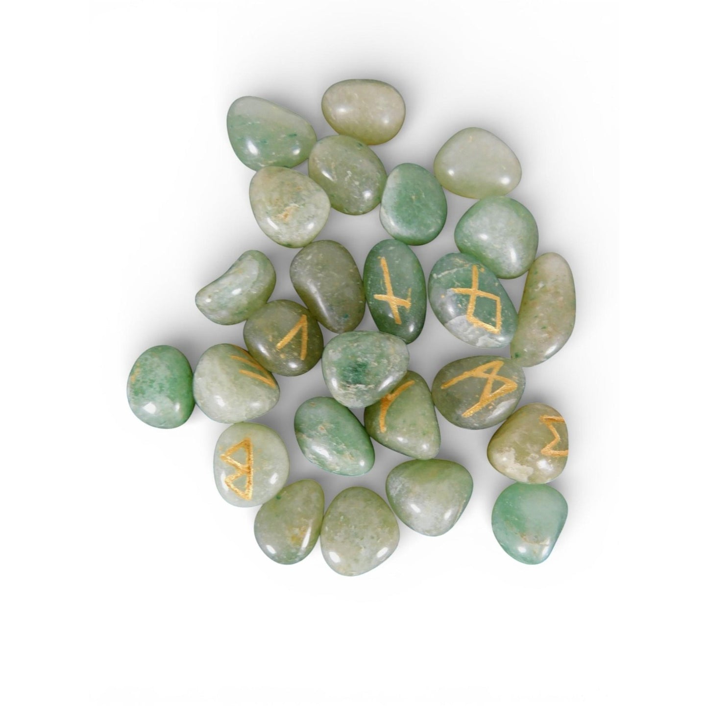 Green Aventurine Rune Set New Age Imports Stones Self Ceremony Bag Divination