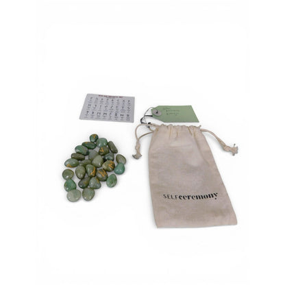 Green Aventurine Rune Set New Age Imports Stones Self Ceremony Bag Divination