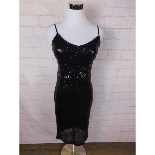 Crystal Doll Sequin Bodycon Dress Black S Women