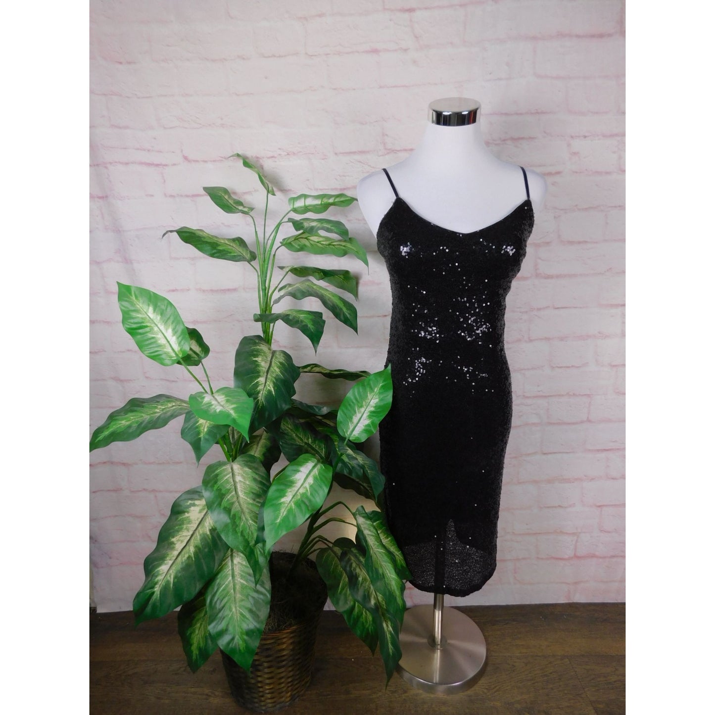 Crystal Doll Sequin Bodycon Dress Black S Women