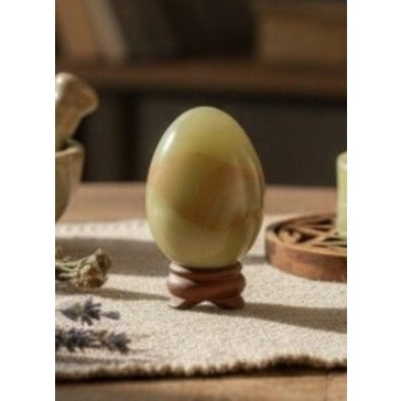 Polished Green Onyx Stone Egg 0.93 lb Banded Crystal Witch Altar Decor Stone