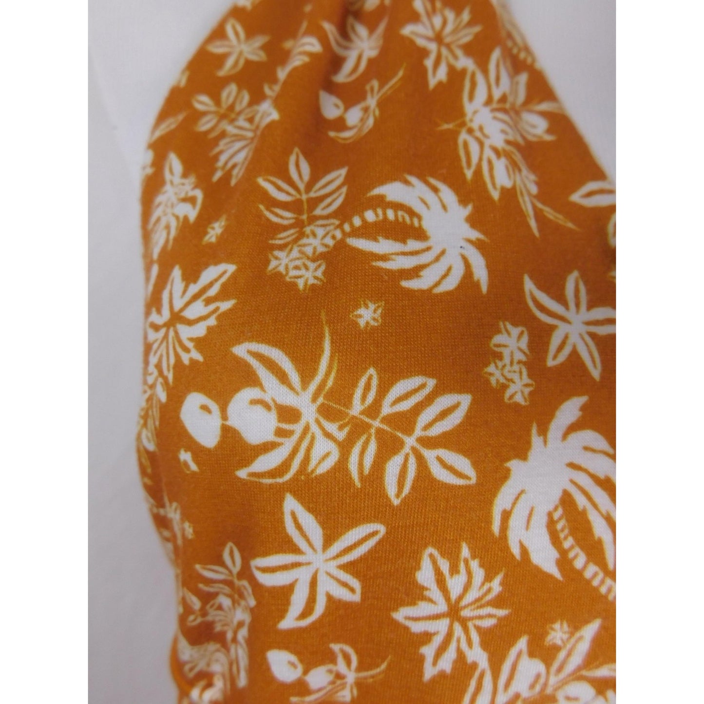Huhot Dress Womens Large Orange White Halter Tie Back Floral Palm Print Midi