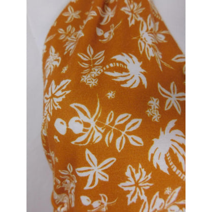 Huhot Dress Womens Large Orange White Halter Tie Back Floral Palm Print Midi