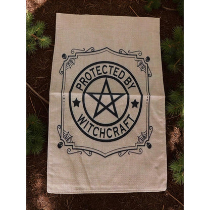 Protected by Witchcraft Garden Flag Halloween Outdoor Yard Banner Pagan Wicca