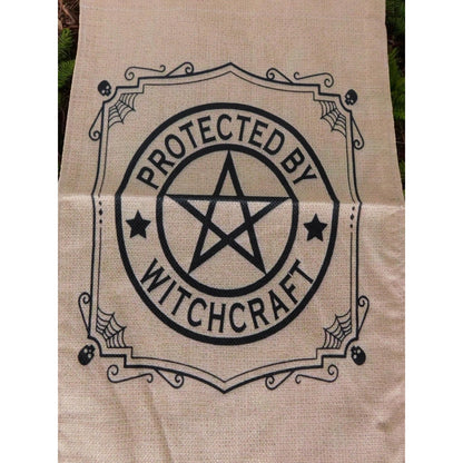 Protected by Witchcraft Garden Flag Halloween Outdoor Yard Banner Pagan Wicca
