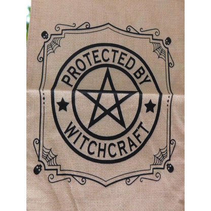 Protected by Witchcraft Garden Flag Halloween Outdoor Yard Banner Pagan Wicca