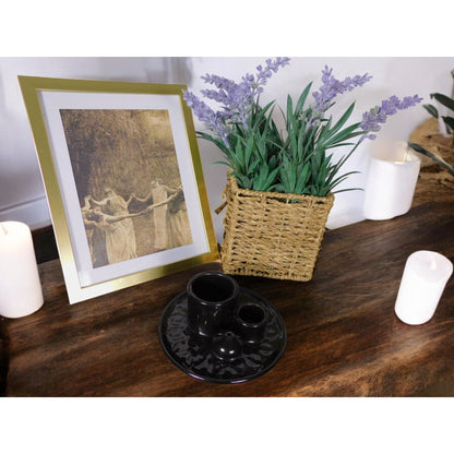 Black Ceramic Incense Holder Ash Catcher Altar Sage Smudge Bowl