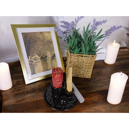 Black Ceramic Incense Holder Ash Catcher Altar Sage Smudge Bowl