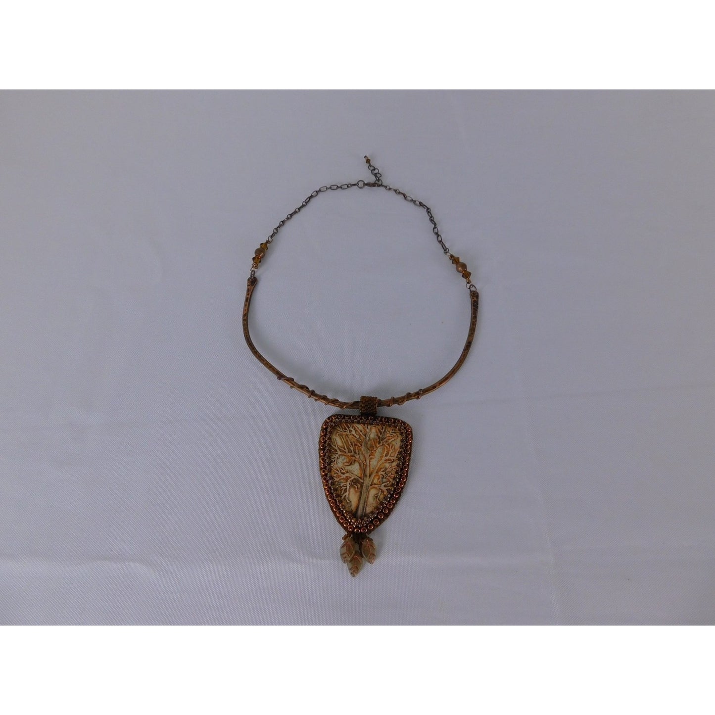 Handmade Tree Of Life Pendant Necklace Brown Resin Beaded Boho Statement Jewelr