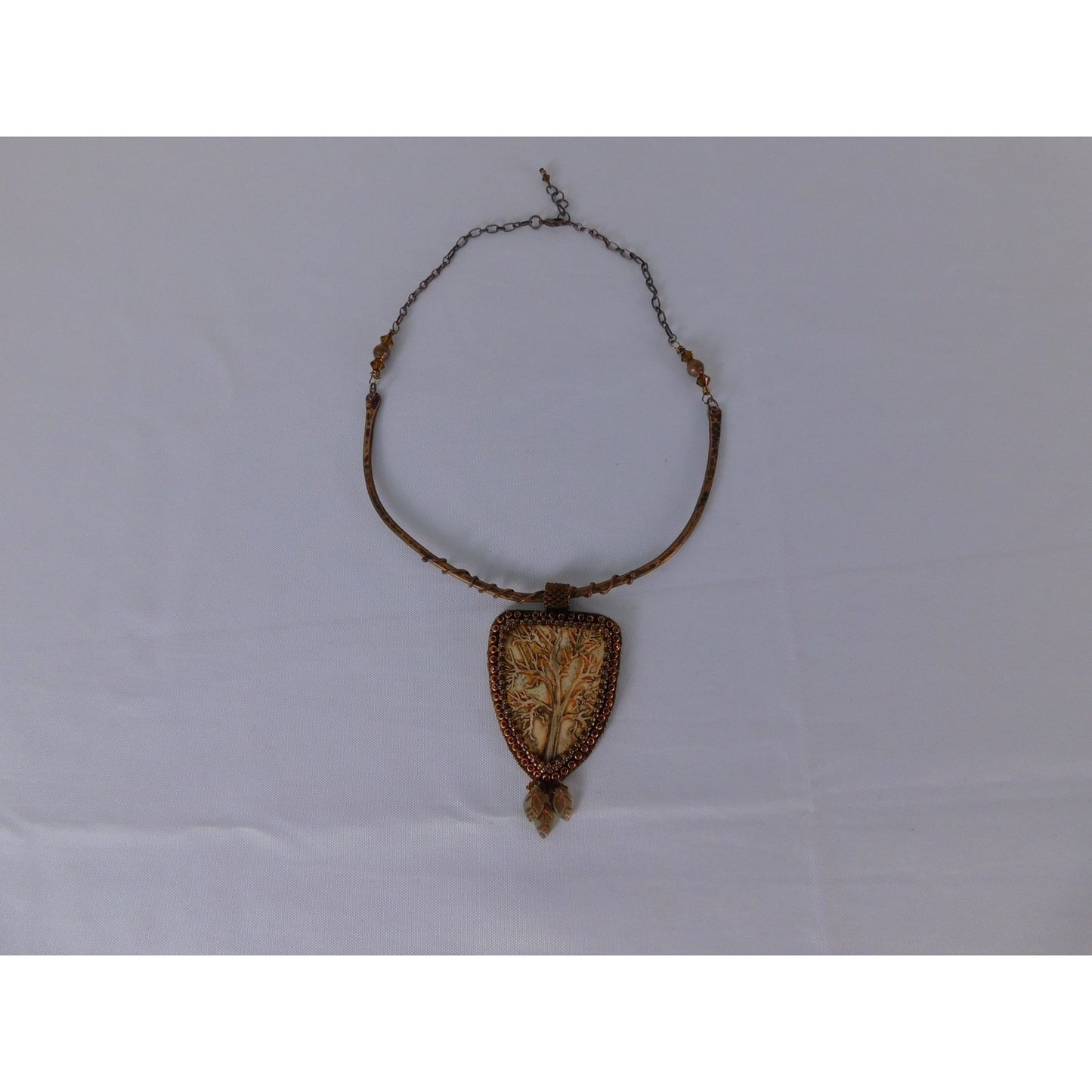 Handmade Tree Of Life Pendant Necklace Brown Resin Beaded Boho Statement Jewelr