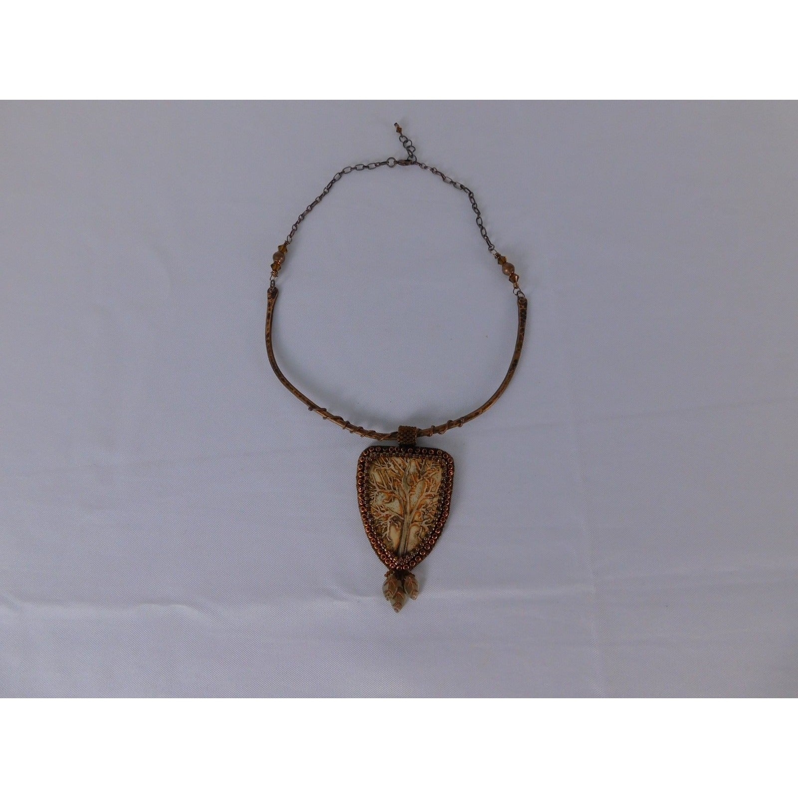 Handmade Tree Of Life Pendant Necklace Brown Resin Beaded Boho Statement Jewelr
