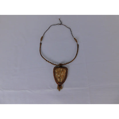 Handmade Tree Of Life Pendant Necklace Brown Resin Beaded Boho Statement Jewelr