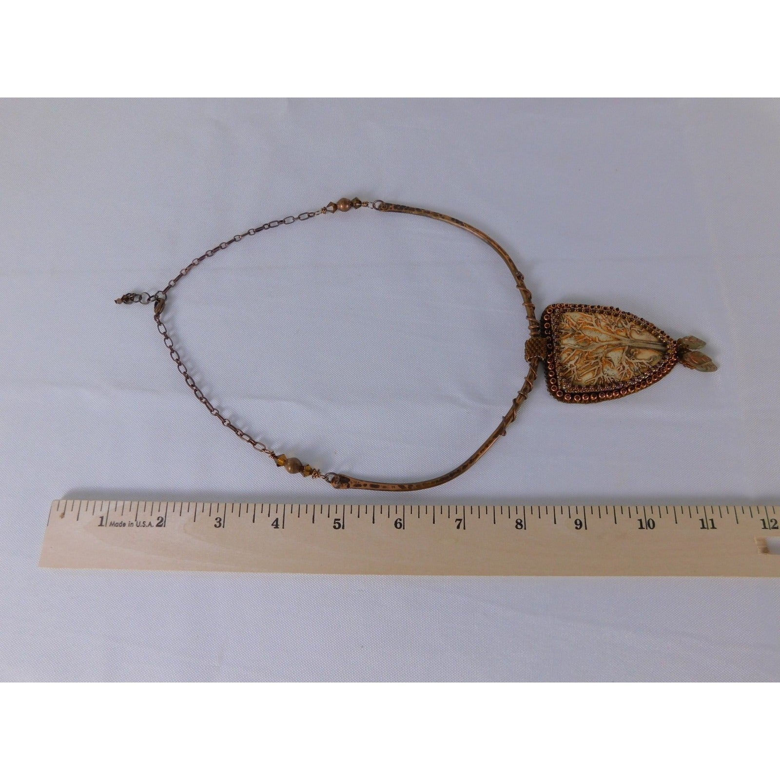 Handmade Tree Of Life Pendant Necklace Brown Resin Beaded Boho Statement Jewelr