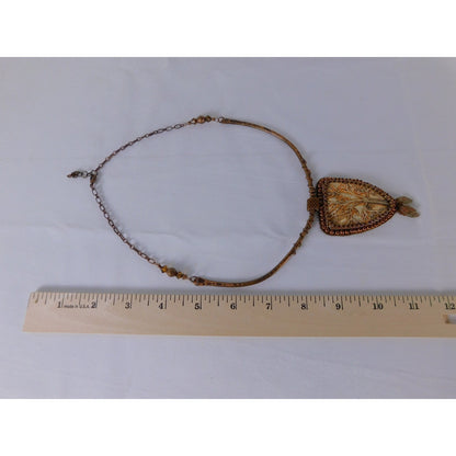 Handmade Tree Of Life Pendant Necklace Brown Resin Beaded Boho Statement Jewelr