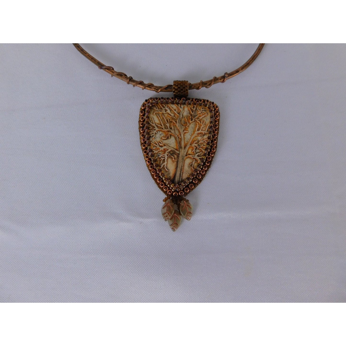 Handmade Tree Of Life Pendant Necklace Brown Resin Beaded Boho Statement Jewelr