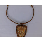 Handmade Tree Of Life Pendant Necklace Brown Resin Beaded Boho Statement Jewelr