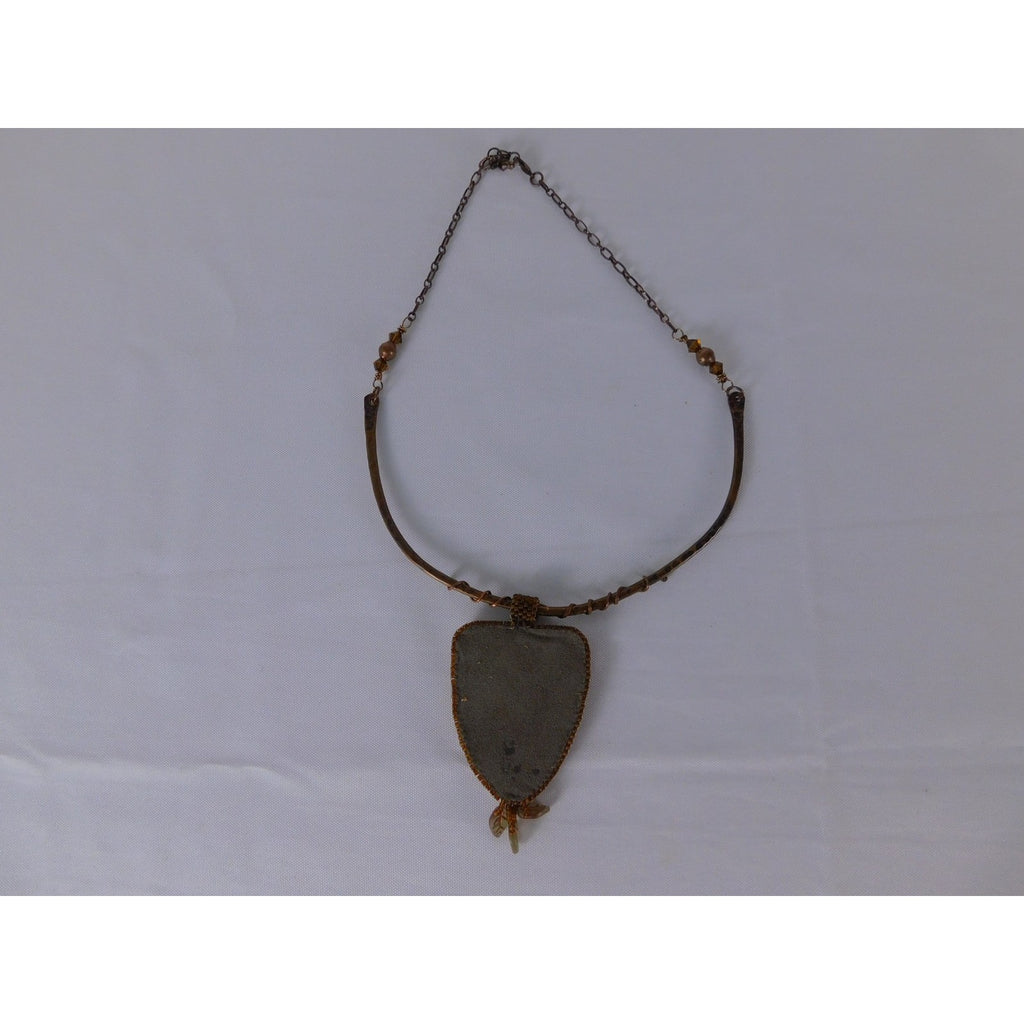 Handmade Tree Of Life Pendant Necklace Brown Resin Beaded Boho Statement Jewelr