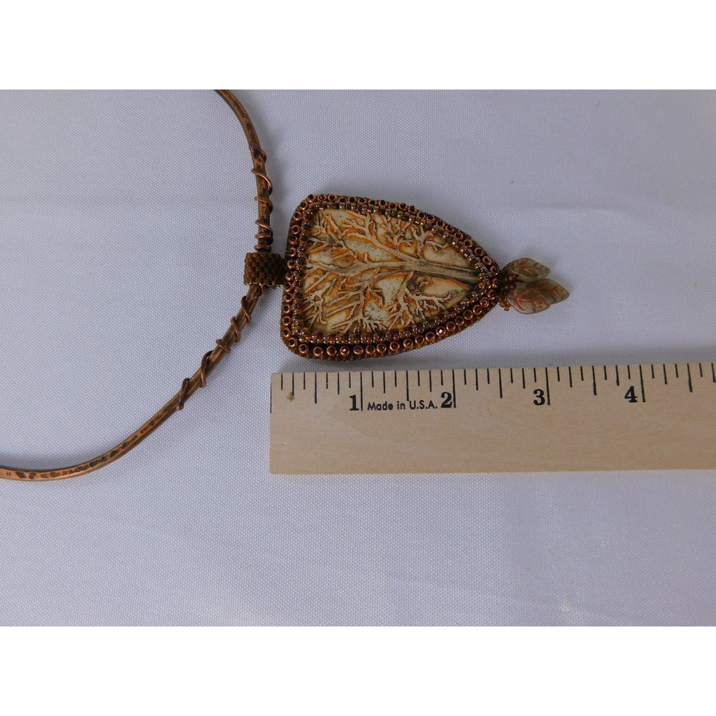 Handmade Tree Of Life Pendant Necklace Brown Resin Beaded Boho Statement Jewelr
