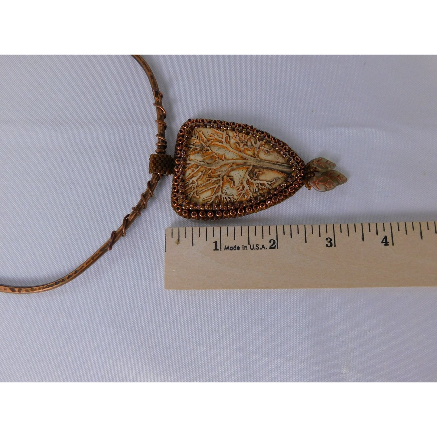 Handmade Tree Of Life Pendant Necklace Brown Resin Beaded Boho Statement Jewelr