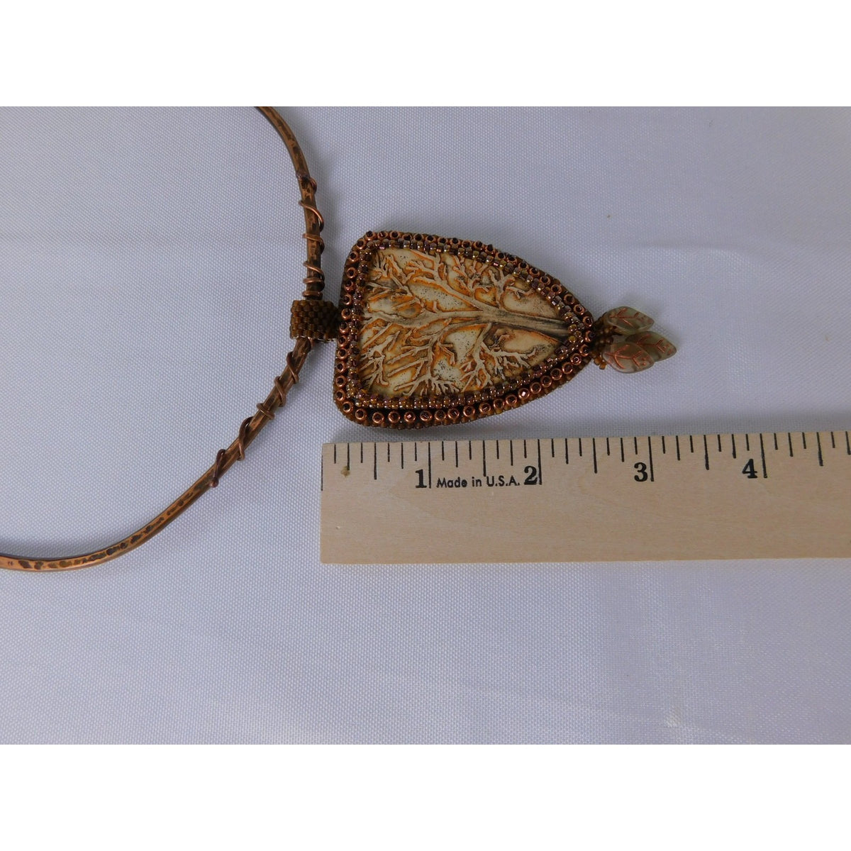 Handmade Tree Of Life Pendant Necklace Brown Resin Beaded Boho Statement Jewelr