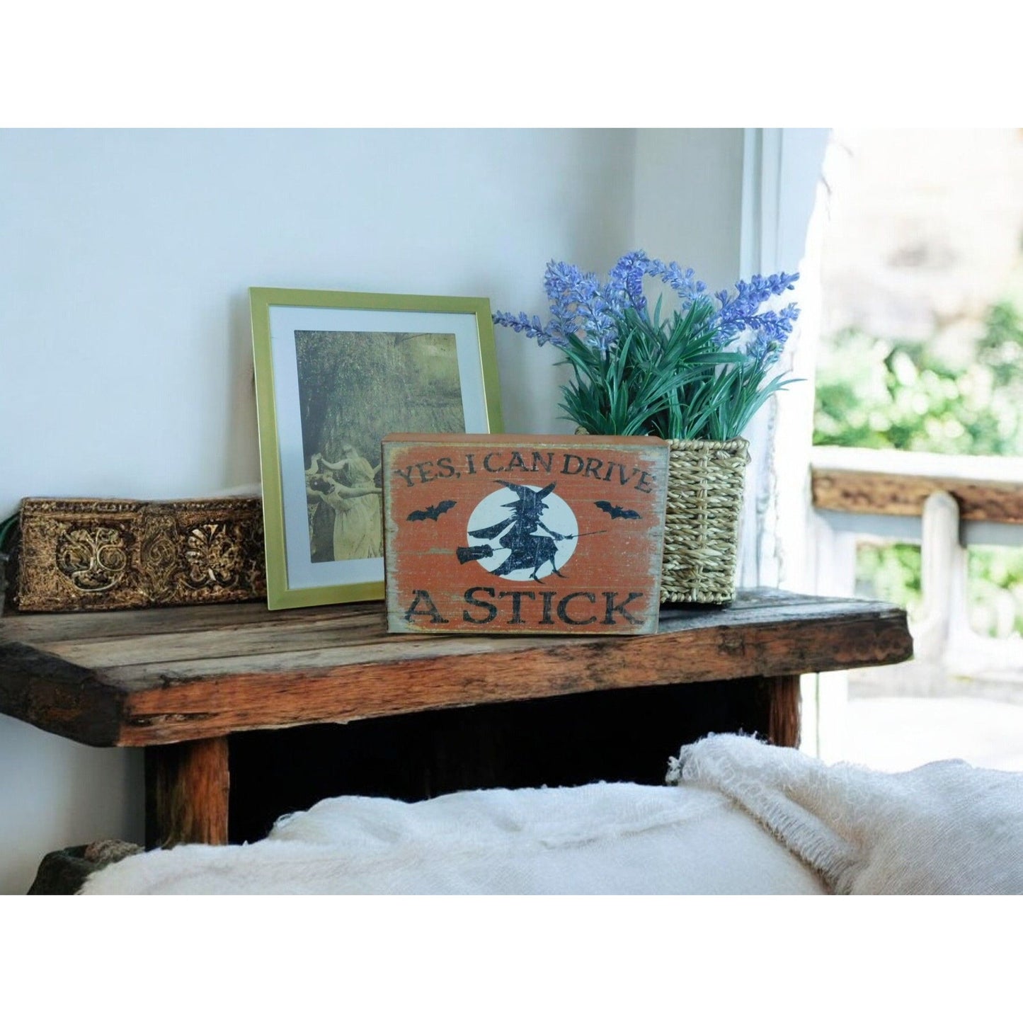 Yes I Can Drive A Stick Witch Wooden Sign Decor