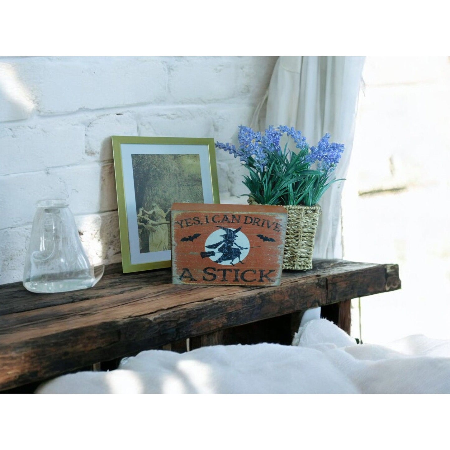 Yes I Can Drive A Stick Witch Wooden Sign Decor