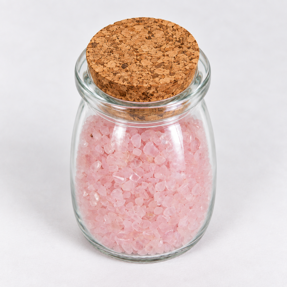 Rose Quartz Crystal Chips, 5 oz Glass Jar