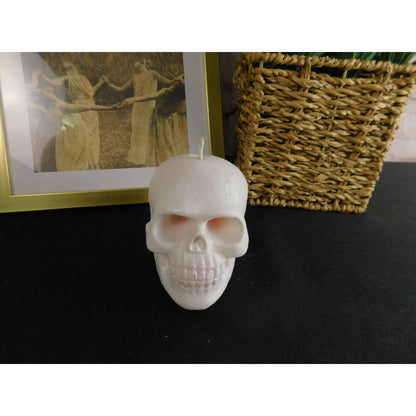 White Unscented Skull Candle Home Decor 3" - Goth, Witchy, Creepy