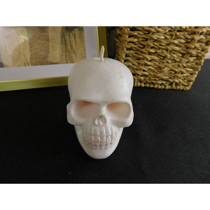 White Unscented Skull Candle Home Decor 3" - Goth, Witchy, Creepy