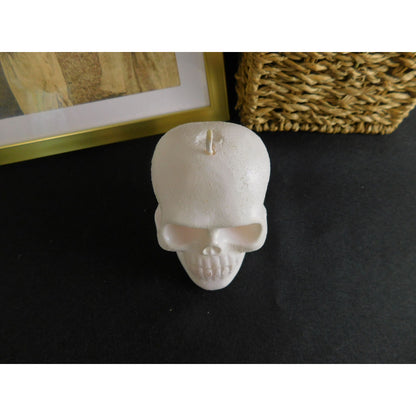 White Unscented Skull Candle Home Decor 3" - Goth, Witchy, Creepy