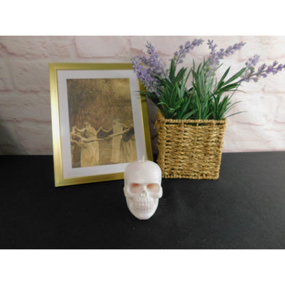 White Unscented Skull Candle Home Decor 3" - Goth, Witchy, Creepy