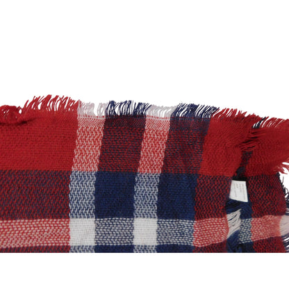 Écharpe-couverture à carreaux écossais rouge bleu marine classique de grande taille et légère, 55"