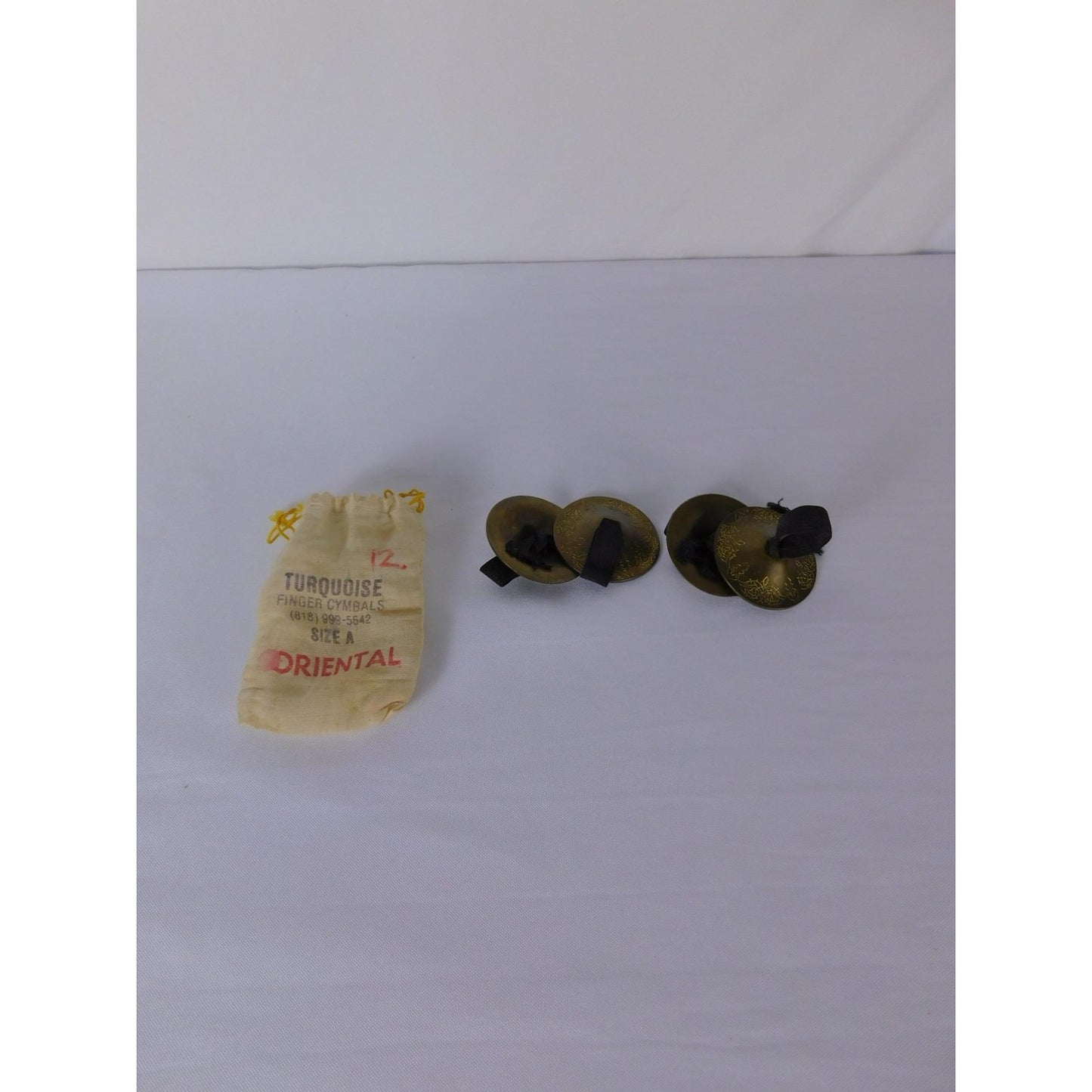 Turquoise Oriental Brass Crotales Finger Cymbals Size A Lightweight Belly Dance