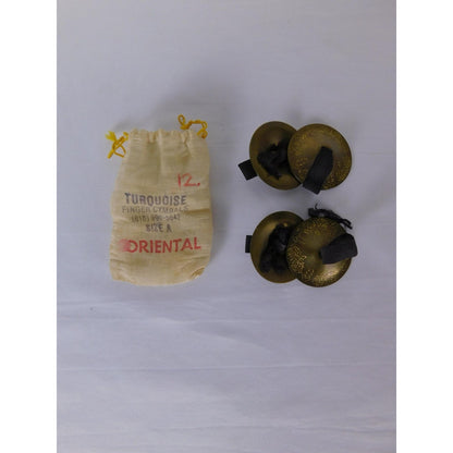 Turquoise Oriental Brass Crotales Finger Cymbals Size A Lightweight Belly Dance