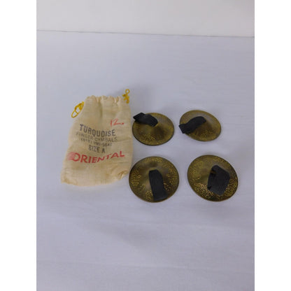 Turquoise Oriental Brass Crotales Finger Cymbals Size A Lightweight Belly Dance