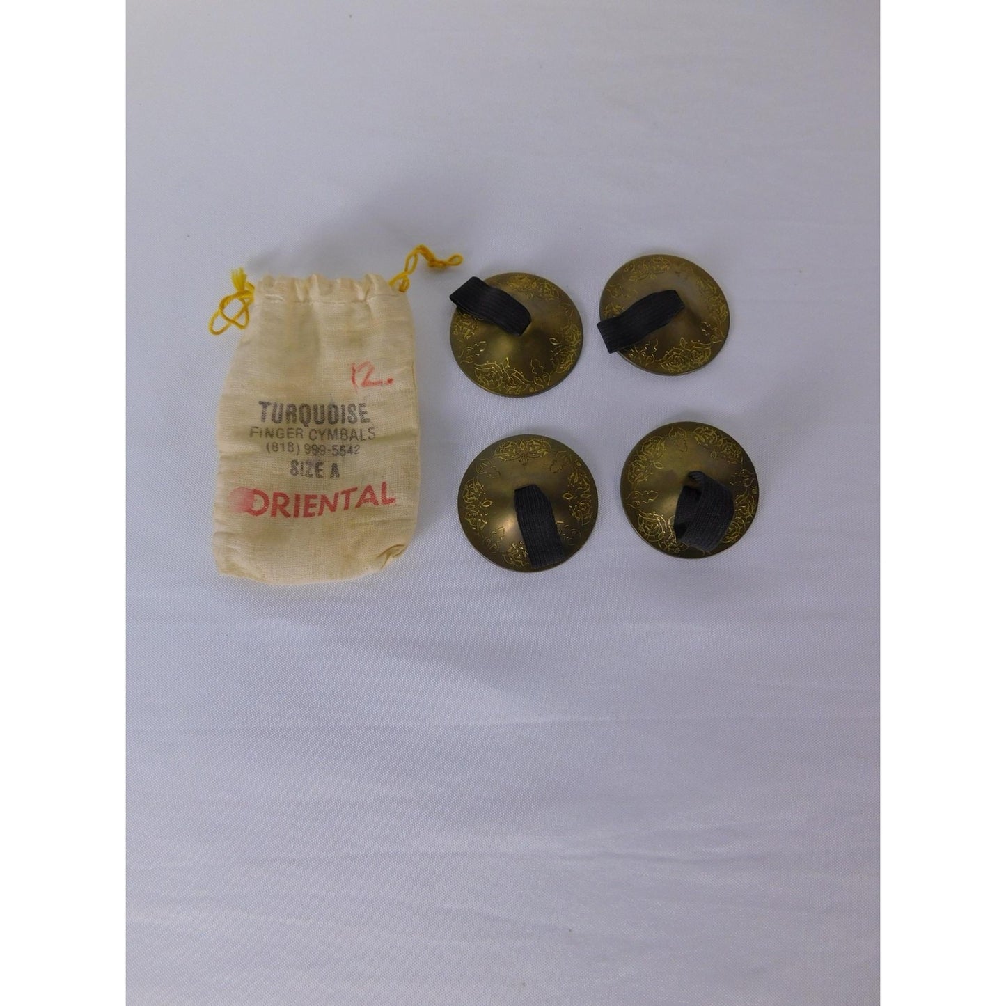 Turquoise Oriental Brass Crotales Finger Cymbals Size A Lightweight Belly Dance