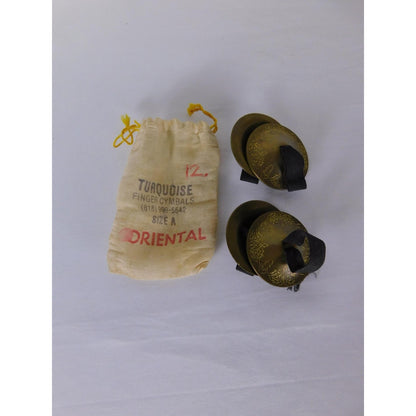 Turquoise Oriental Brass Crotales Finger Cymbals Size A Lightweight Belly Dance