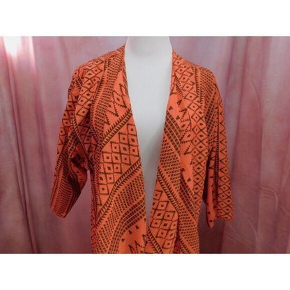 LuLaRoe Medium Coral Aztec Print Long Drape Cardigan Lightweight