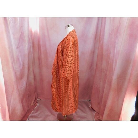 LuLaRoe Medium Coral Aztec Print Long Drape Cardigan Lightweight