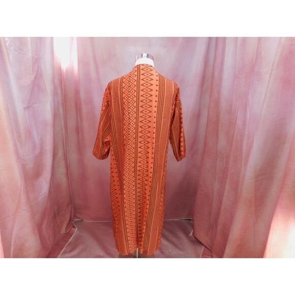 LuLaRoe Medium Coral Aztec Print Long Drape Cardigan Lightweight