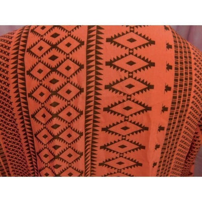 LuLaRoe Medium Coral Aztec Print Long Drape Cardigan Lightweight