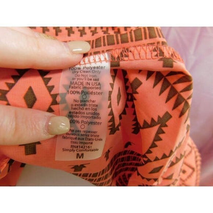 LuLaRoe Medium Coral Aztec Print Long Drape Cardigan Lightweight