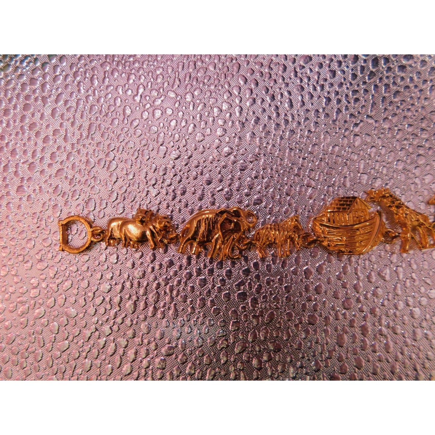 Noah's Ark Themed Gold Toned Metal Bracelet Christian Religious